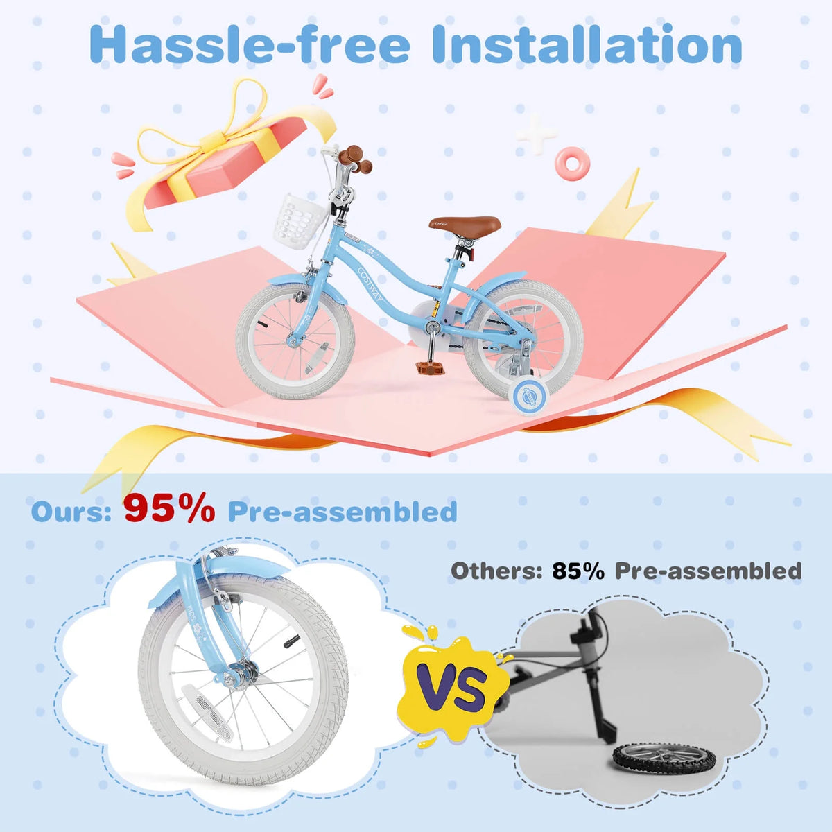 Costway 18'' Kids Bike Toddler Bicycle with Training Wheel Kickstand for 4-8 Years Old Pink