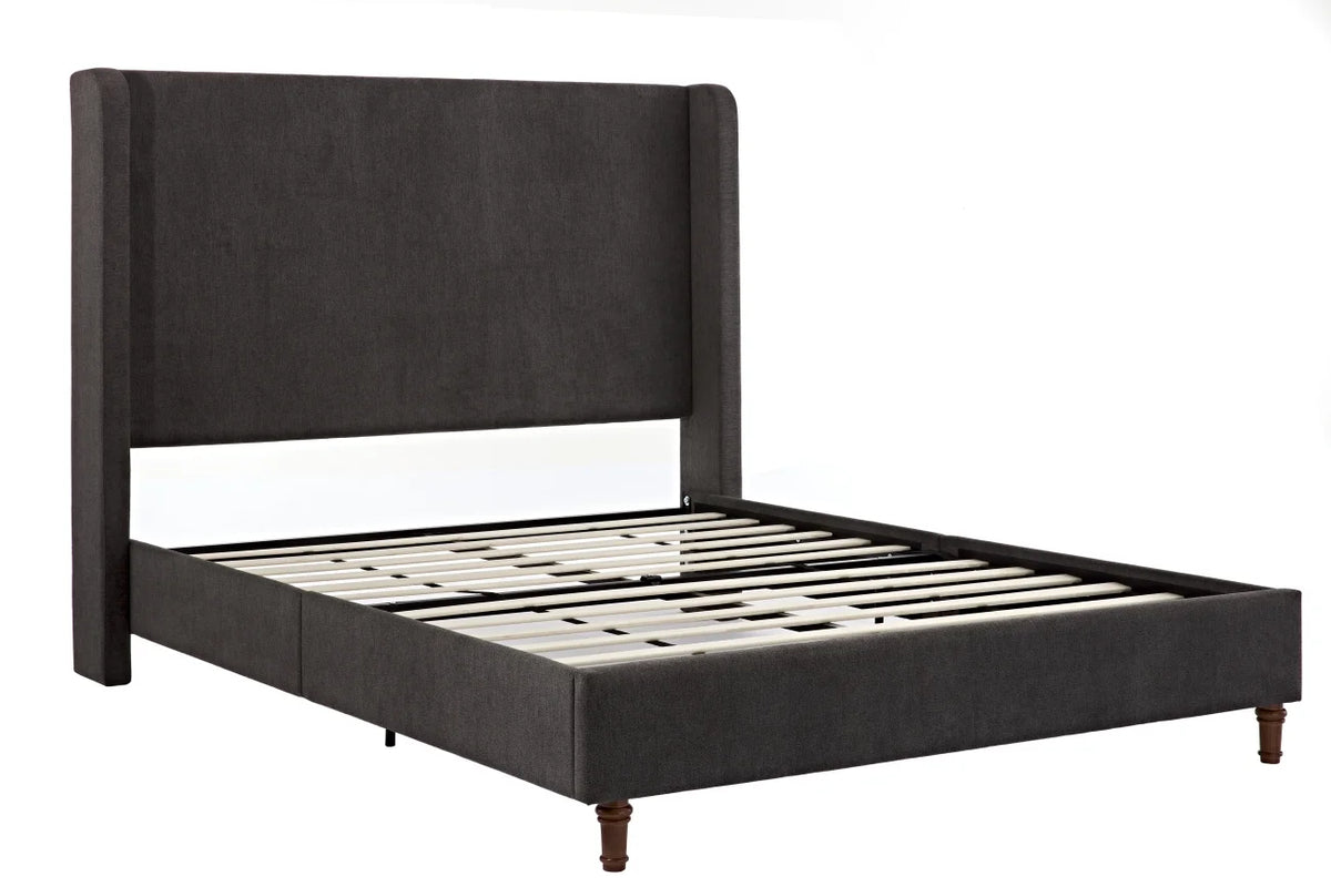 King Bed Frame Upholstered Bed with Tall Headboard, Chenille Platform Bed King Size, No Box Spring Needed, Easy Assembly, Ivory