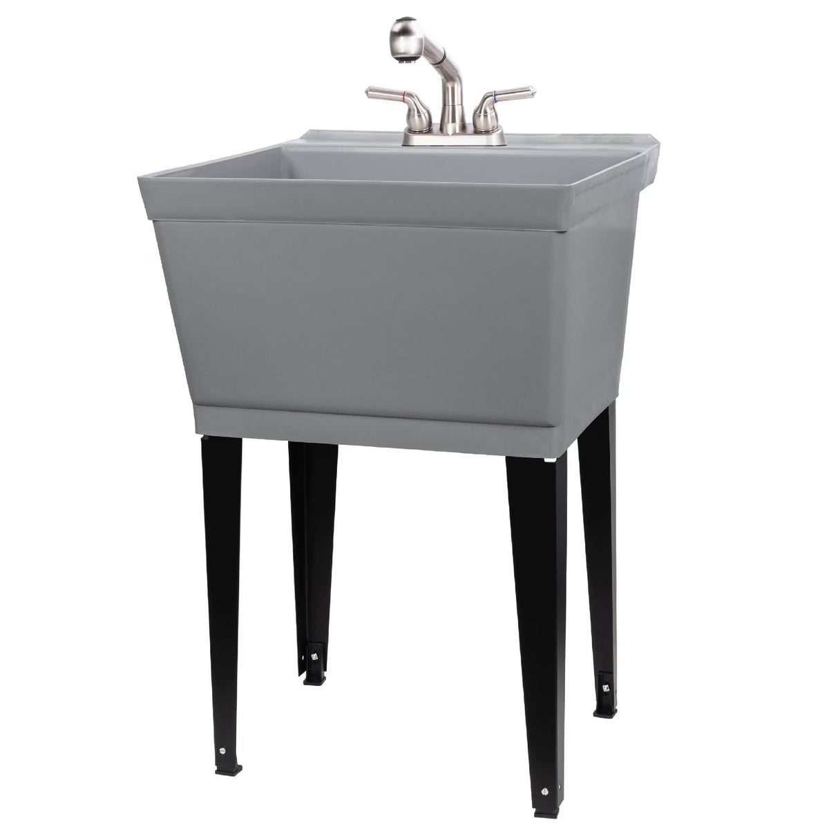 Tehila Utility Sink with Stainless Finish Pull-Out Faucet 19 Gallon - Red