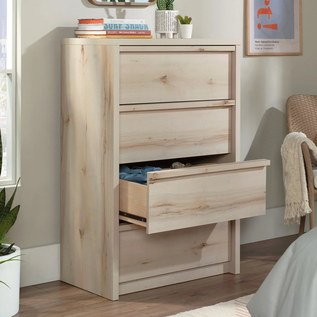 Sauder Harvey Park 4-Drawer Bedroom Chest, Pacific Maple Finish