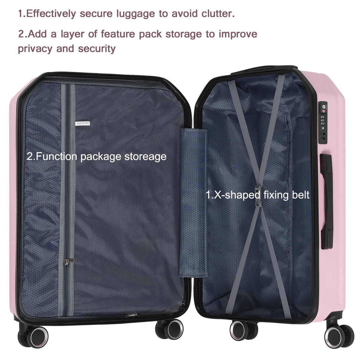 Luggage 3-Pieces Set ABS Durable Suitcase Beige 20"24"28"