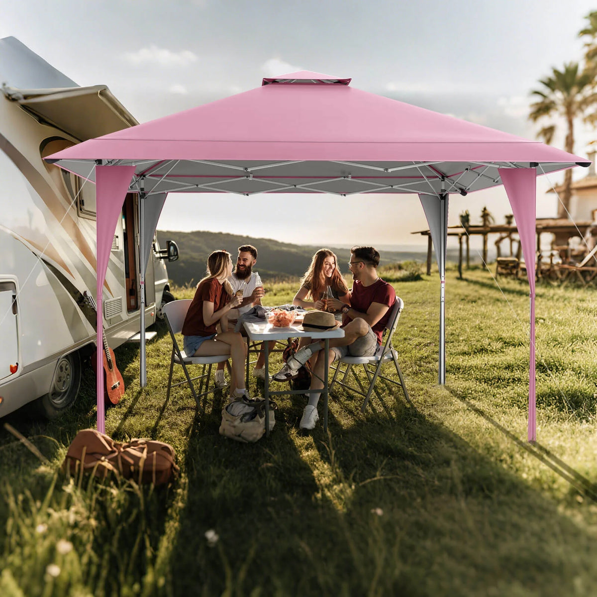 Costway 13 X 13 FT Pop up Gazebo Outdoor Canopy Tent with Portable Carrying Bag 8 Stakes Gray