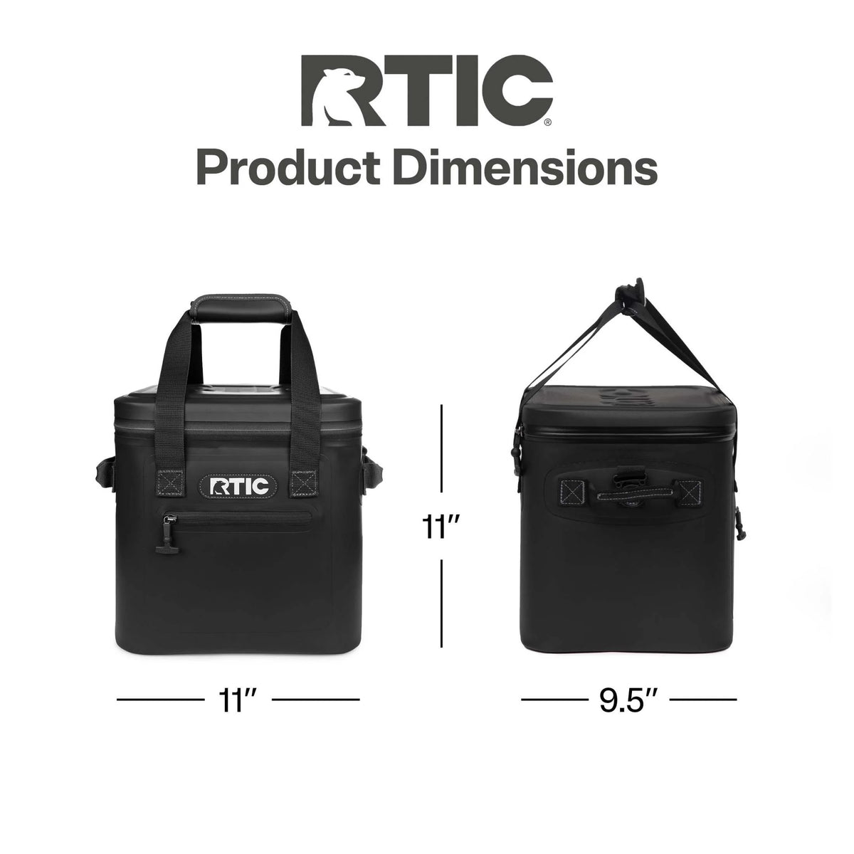 RTIC 12 Can Ultra-Tough Soft Cooler, 10 Qt, Leakproof, Waterproof Zipper,  Black