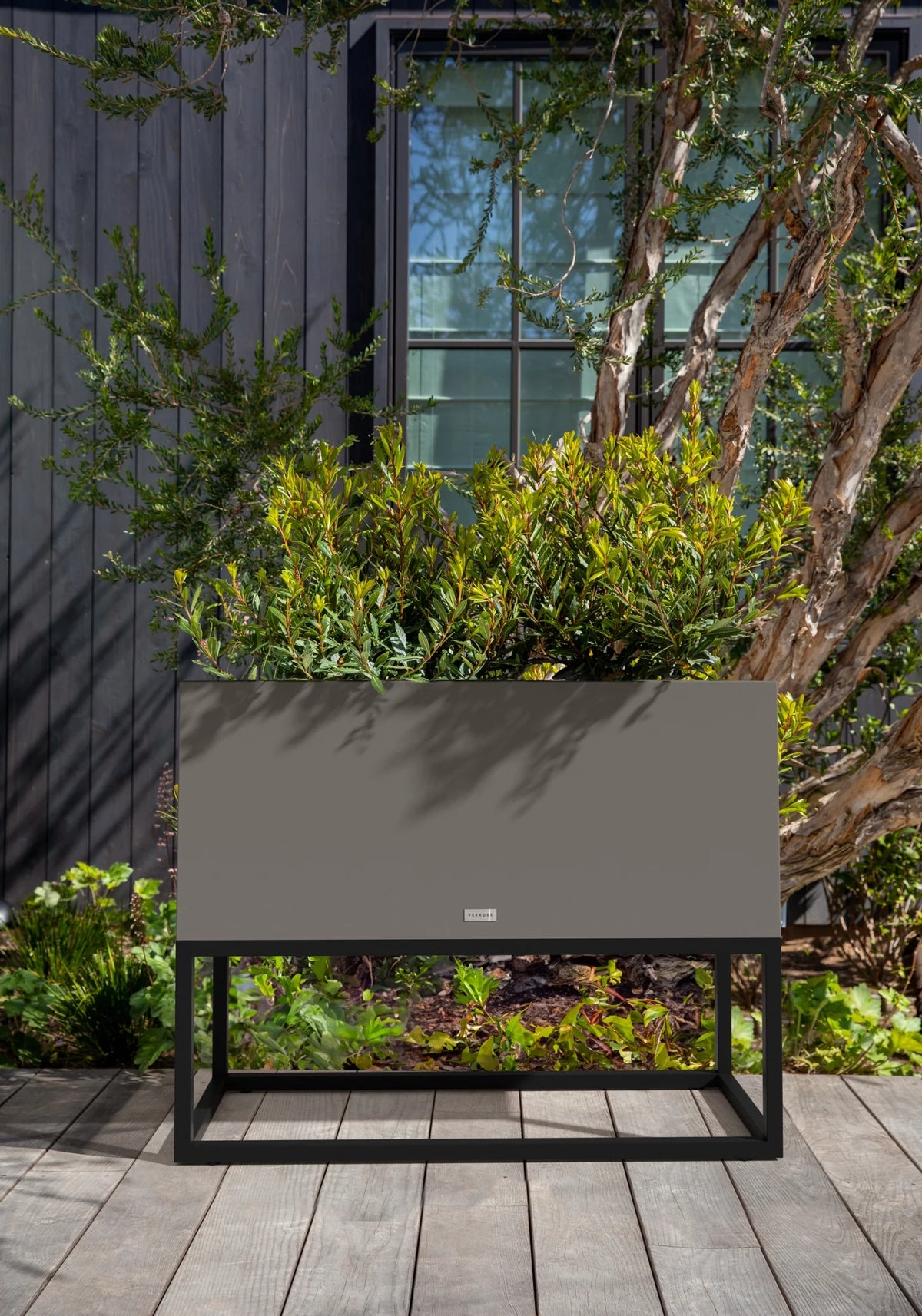 Veradek Block Series Raised Long Box Plastic Planter - (32 in., Black)