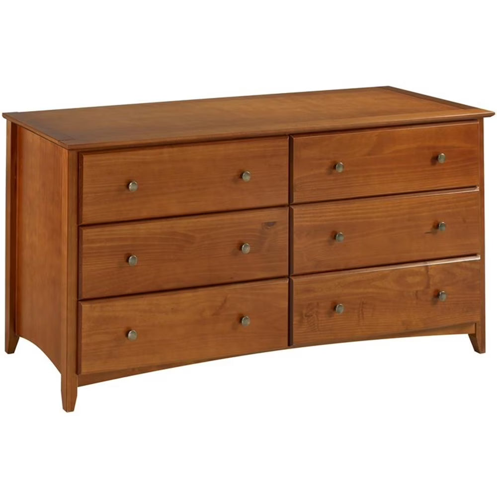 Camaflexi Shaker Style 6 Combo Drawer Dresser Wood Bedroom Furniture, White Finish