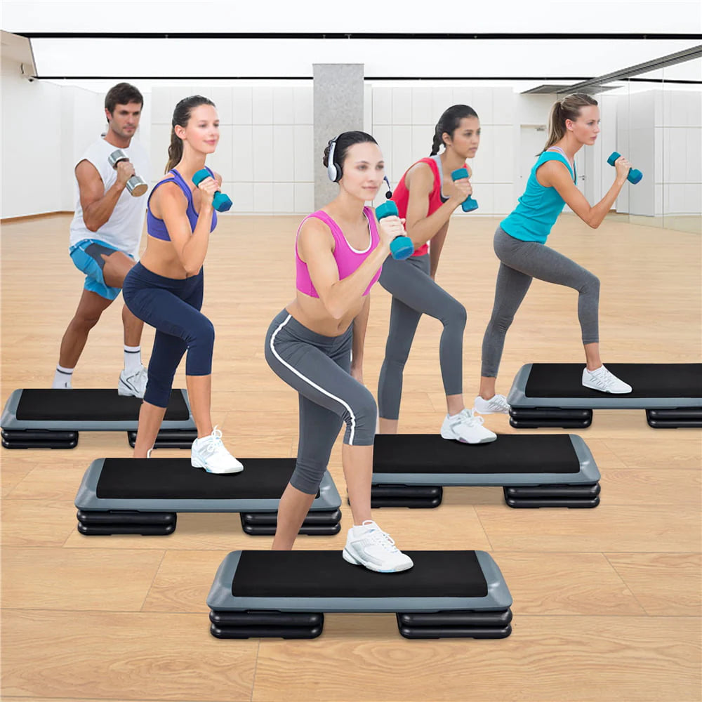 SmileMart Adjustable Heights Aerobic Stepper Exercise Platform for Home Gym, Gray