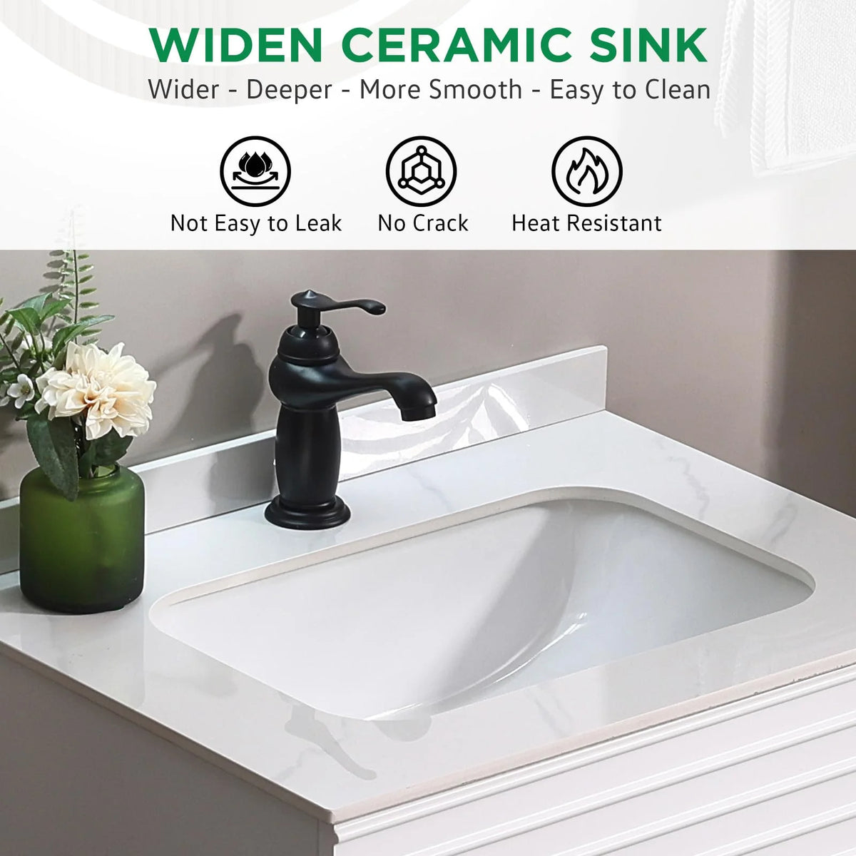 PROHIKER 29.1" Bathroom Vanity with Sink, Modern Bathroom Vanity Cabinet, Freestanding Bathroom Sink Cabinet with 1 Soft-Close Door and Metal Handle