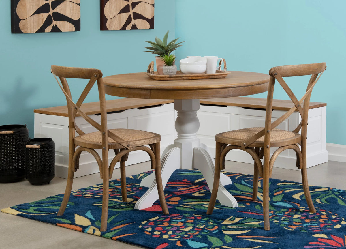 Linon Tobin  Pedestal Dining Table - Natural/White