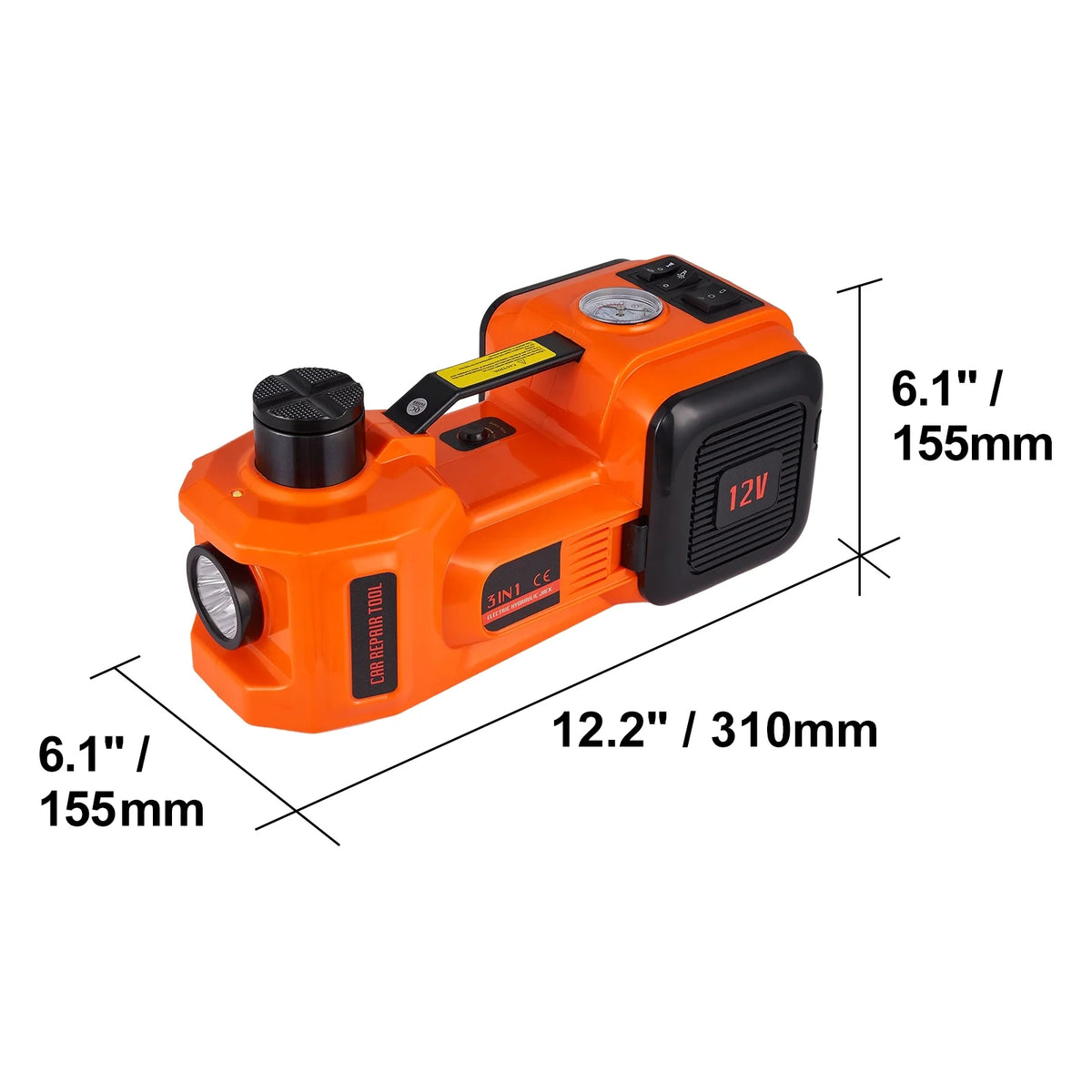 BENTISM Electric Car Jack, 5 Ton 12V Electric Hydraulic Car Floor Jack with Built-in Tire Inflator Pump for SUV Sedans