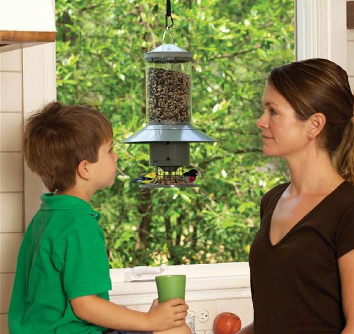 Wingscapes Autofeeder Squirrel-Resistant Bird Feeder with X-Large Capacity and Timer Control Settings, Green