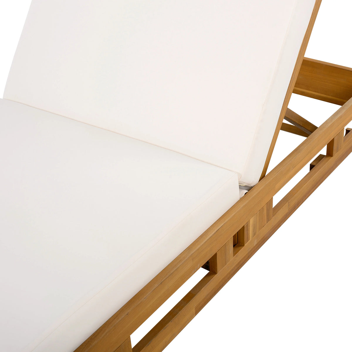 Patio Seating LOUNGE CHAISE SET, ACACIA WOOD WITH WATER-RESISTANT LOUNGE CUSHIONS (CREAM & 4 INCH THICK) - MATCHING DARK GREY VERSION AVAILABLE,Outdoor Seating