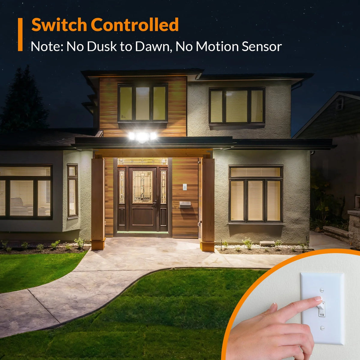 LEPOWER 4200 Lumen LED Flood Light Outdoor, 42W, Switch Controlled, 3 Heads, 5000 K, White