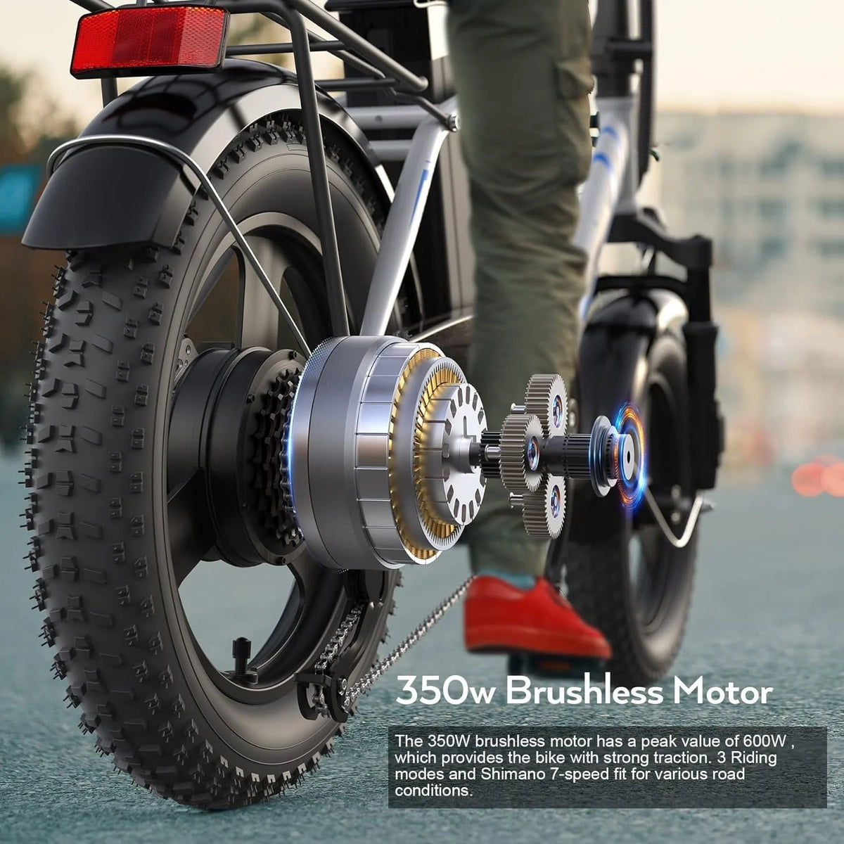 Vivi Electric Bike for Adults 350W Folding Electric Bike 16" x 3.0 Fat Tire Electric Bike 20MPH Commuter Electric Bike with Smart LCD Display Up to 40 Miles
