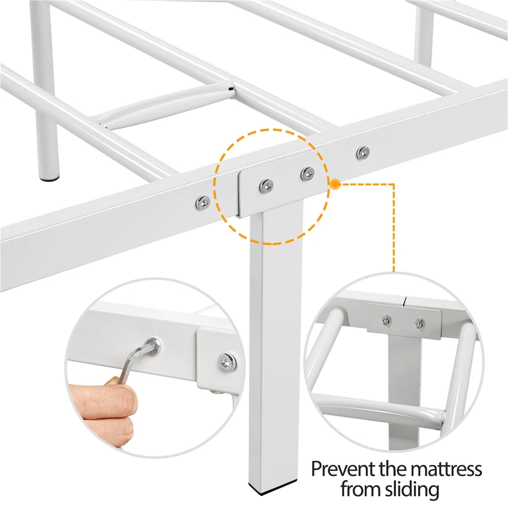 Yaheetech Metal Canopy Bed Frame, Four-poster Canopied Platform Bed with Headboard and Footboard, Queen, White