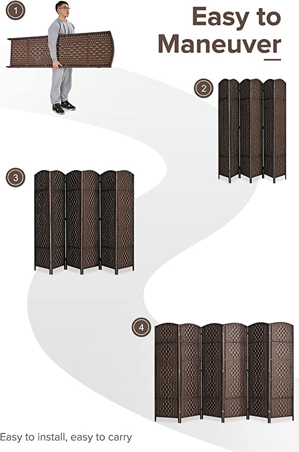 Jostyle Room Divider 6ft. Tall Extra Wide Privacy Screen, Folding Privacy Screens Freestanding Nature