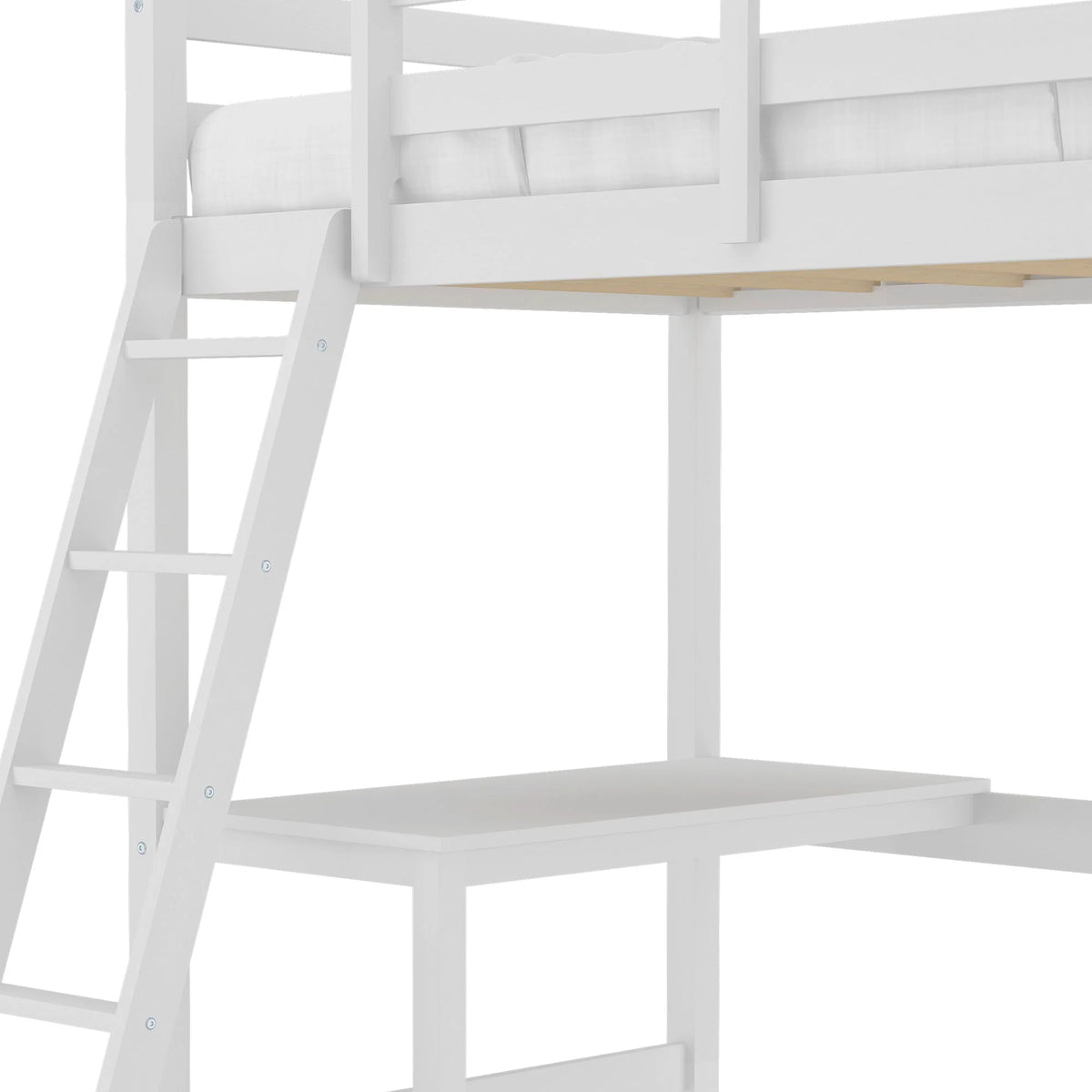 Hillsdale Campbell Wood Twin Loft Bunk Bed with Desk, White