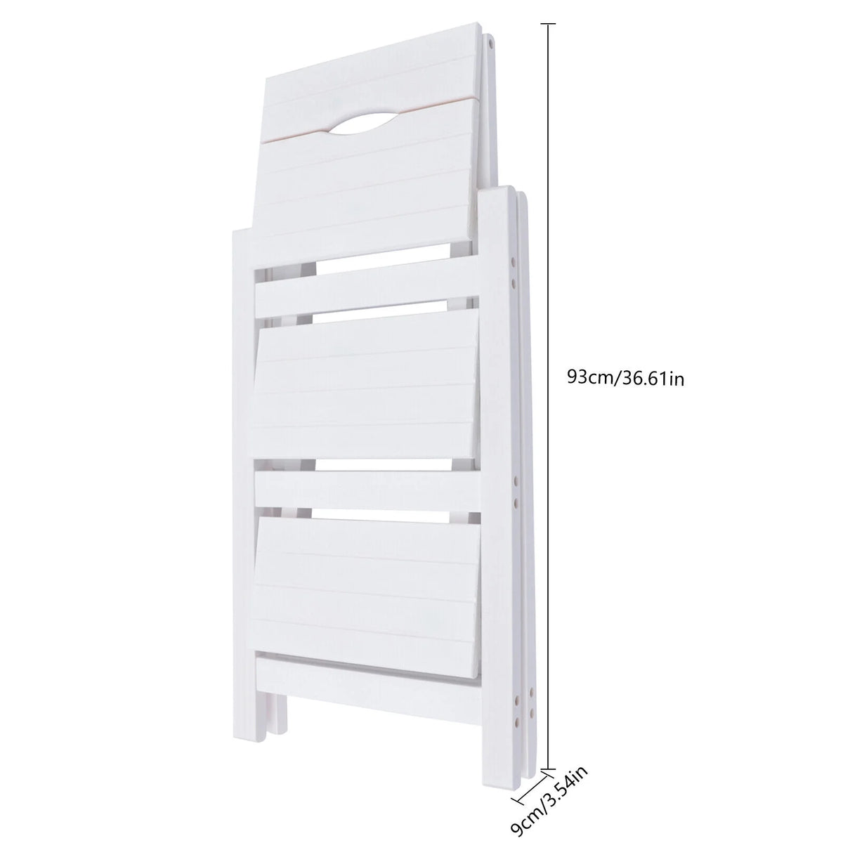 White 3-Tier Step Stool Solid Wood Folding Ladder Anti-Slip Step Stool