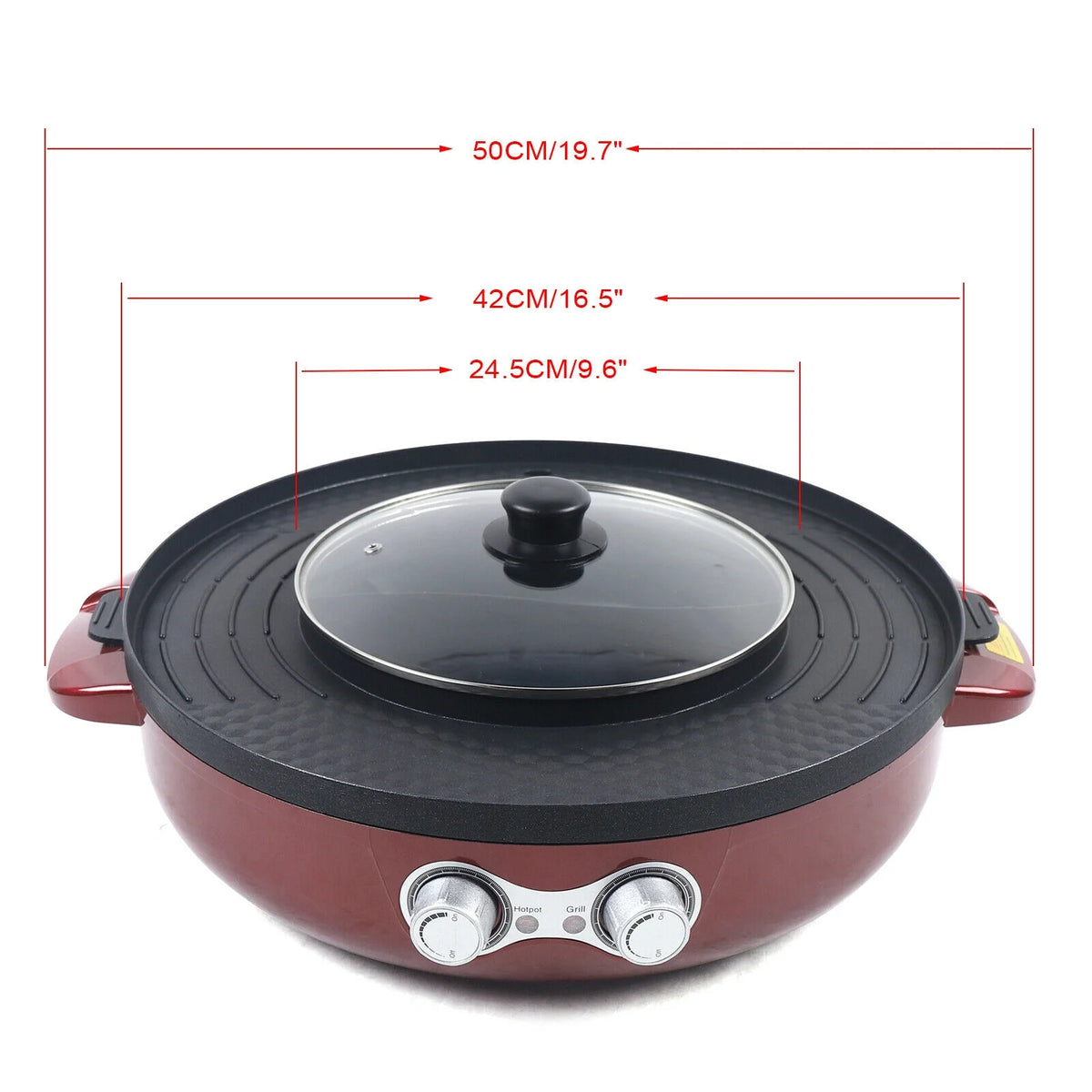 FETCOI 2200W Grill and Hot Pot BBQ Grill Pot 2 in 1 Household Electric Grill Barbecue Plate 3.6 L suitable for 2-5 people 110V