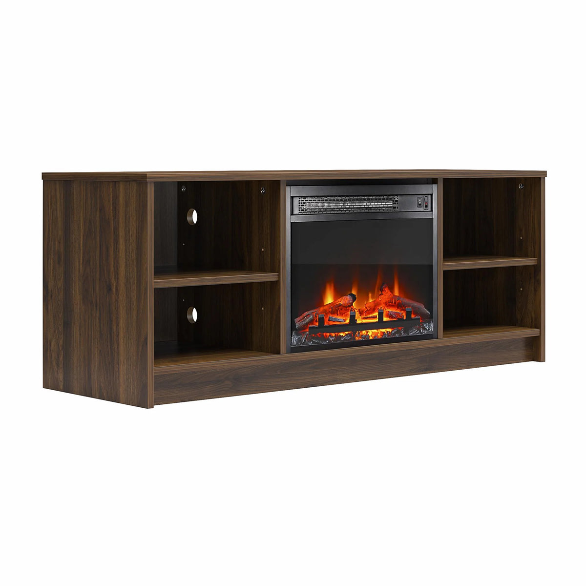 Mainstays Fireplace TV Stand, for TVs up to 55", Black Oak