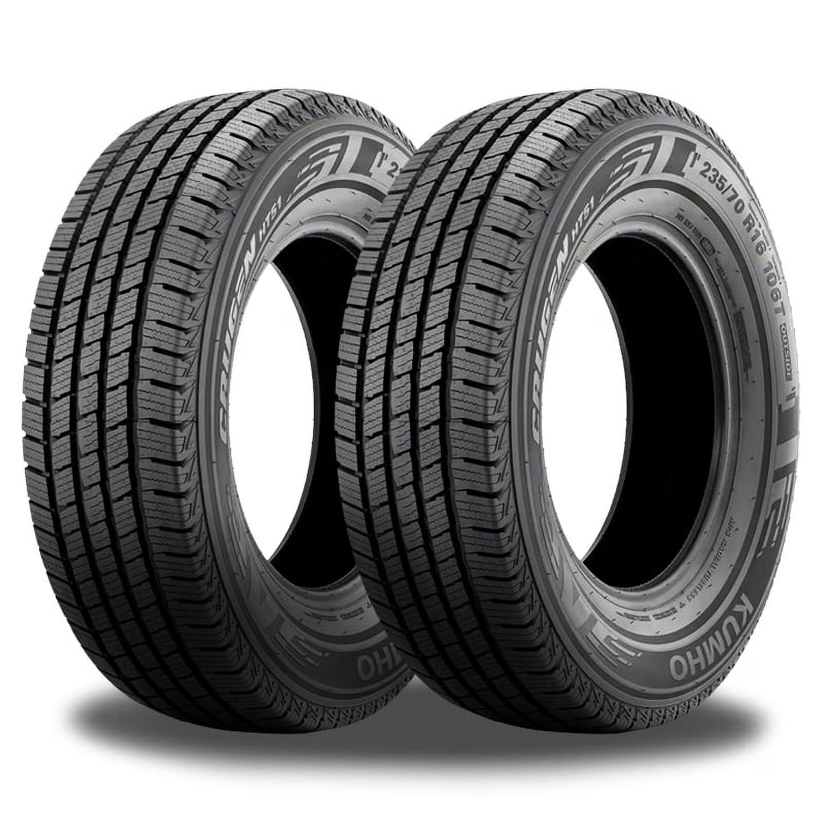 Set of 4 Kumho Crugen HT51 225/70R15 100T All Season Tires 70000 Mileage, 3PMSF Rated 2234883 / 225/70/15 / 2257015 Fits: 2005 Ford Escape XLT, 2000 Jeep Wrangler Sahara