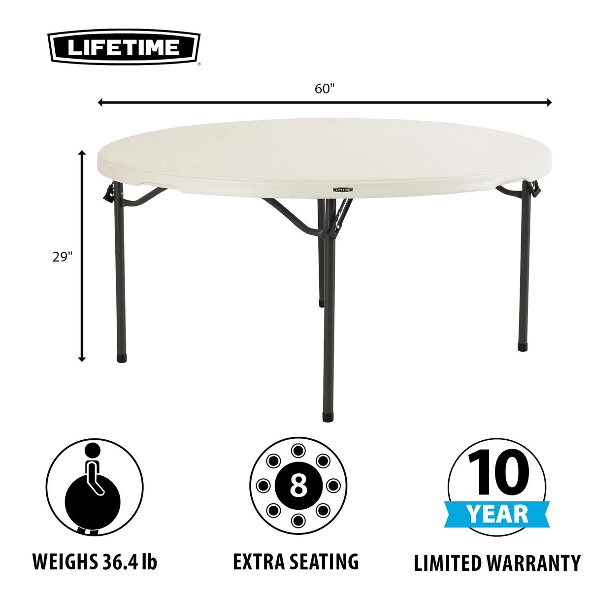 Lifetime (15) 60 in. White Round Tables and Cart Combo - 80441