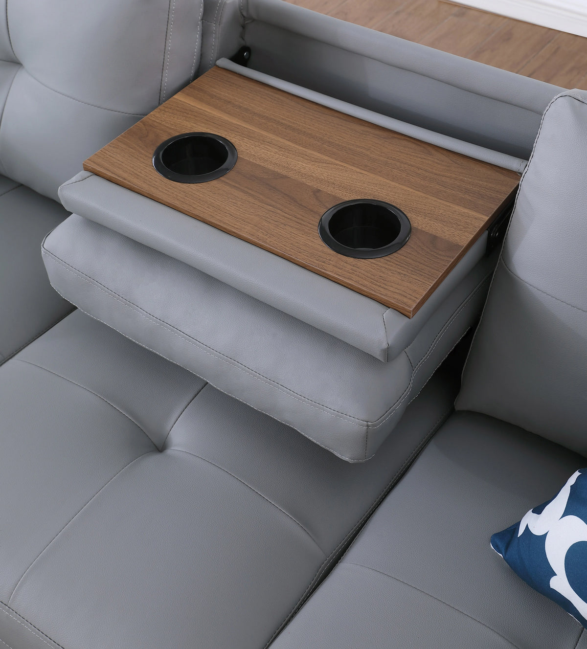 Sectional Sofas Faux Leather L - Shaped Sectional Set with Cup Holders 2pc,Large Sectional Couches
