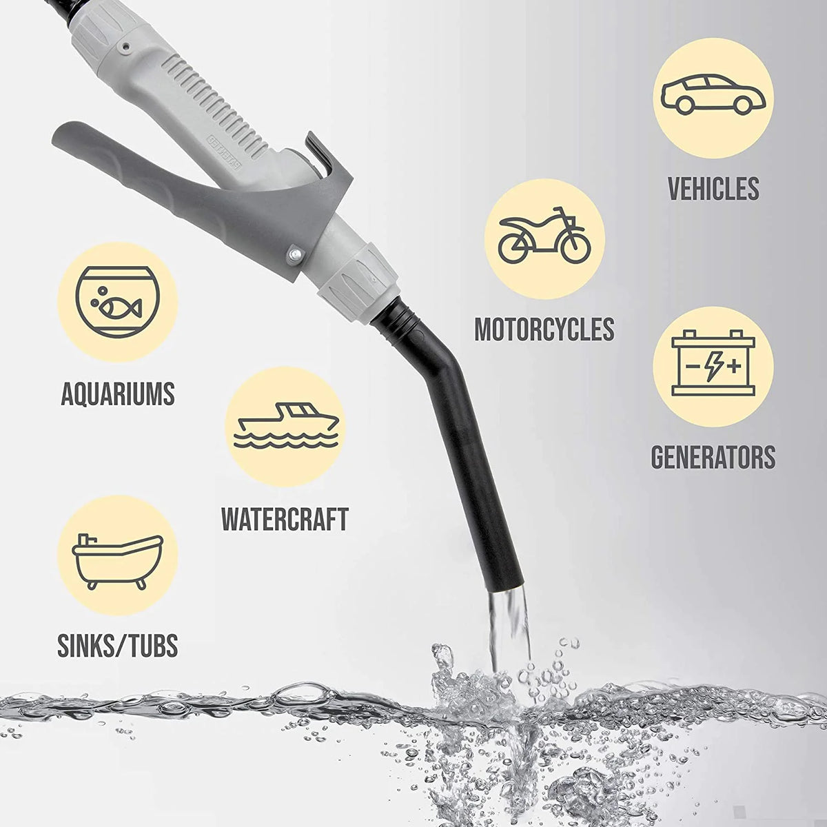 Deway Automatic Fuel Transfer Pump with Nozzle for Quick Flow Control & Stop, Advanced Adapter Fits All Size Gas Cans, Extra Long Hose, Portable Liquid Pump for Gasoline, Diesel Fuel & More