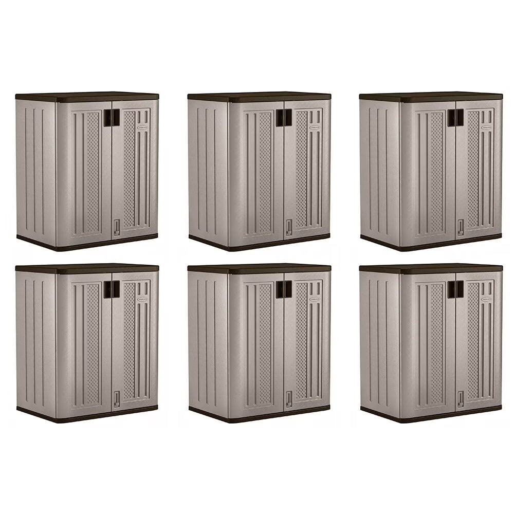 Suncast 2-Shelf Resin Base Cabinet, Platinum Metallic