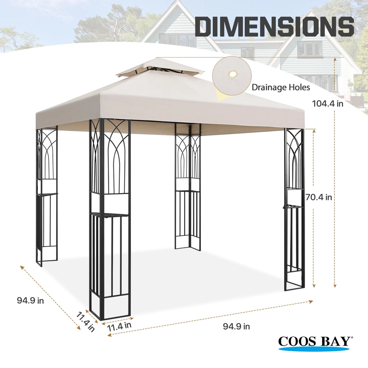 COOS BAY 8x8 Outdoor Patio Gazebo with Corner Shelves, Two-Tier Soft Top Canopy for Backyard, Lawn, Deck and Garden, Gray