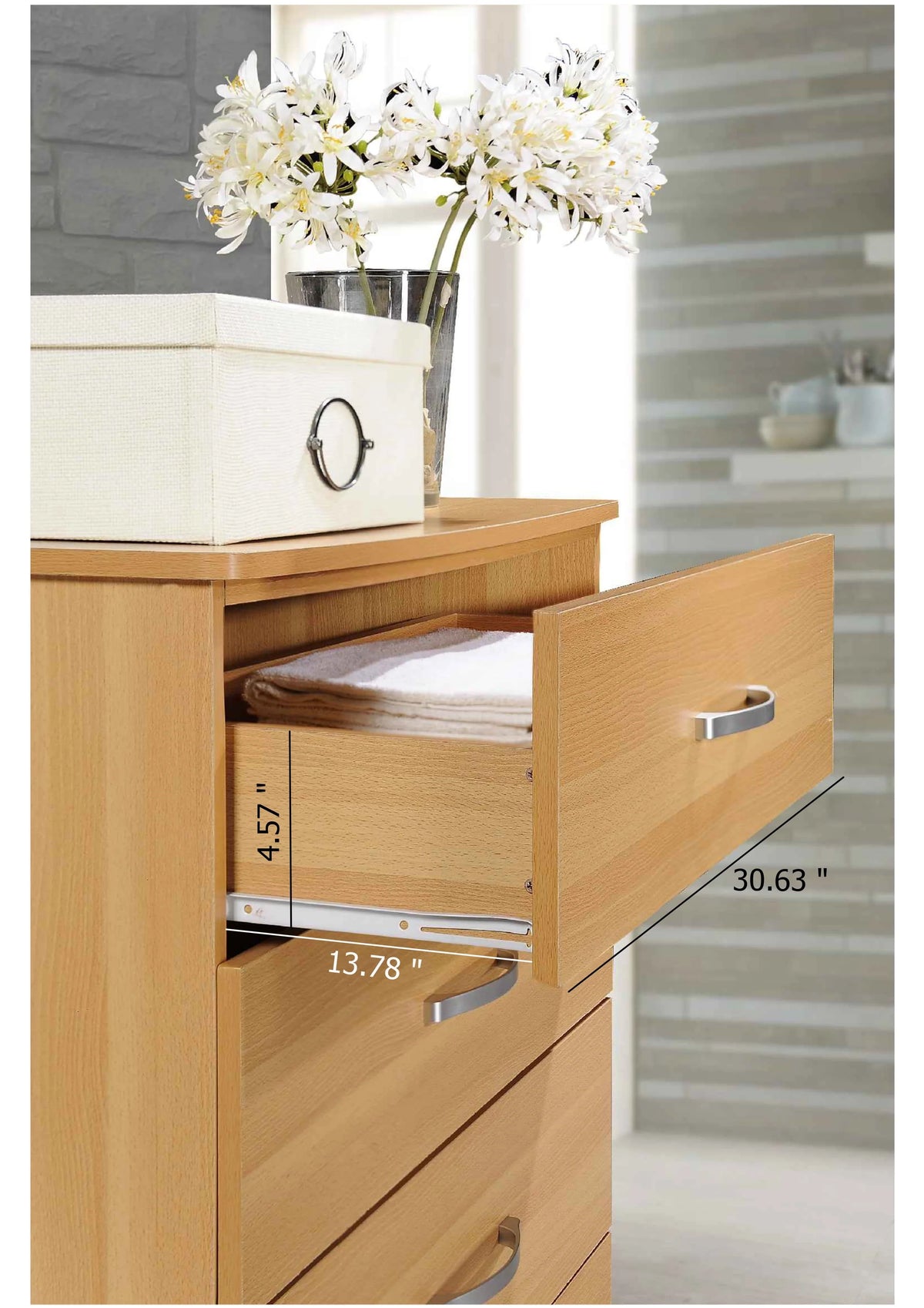 Hodedah 5 - Drawer Chest, Brown, Wood