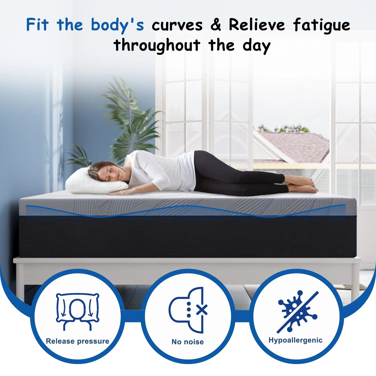 Queen Mattress, 10" Lecuneey Queen Memory Foam Mattress in a Box
