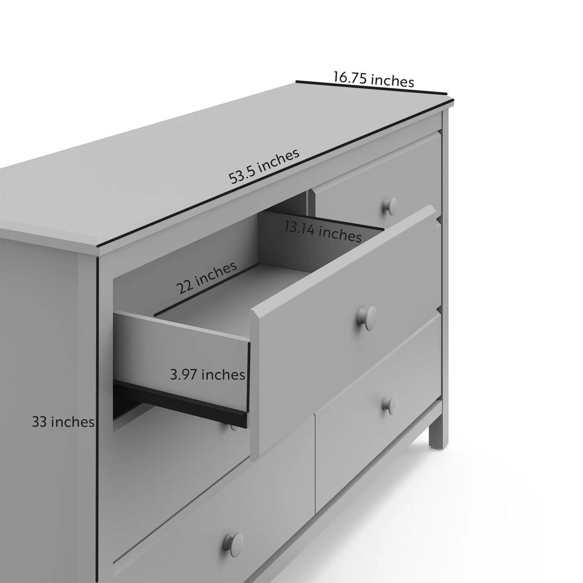 Storkcraft Alpine 6 Drawer Nursery Double Dresser, White