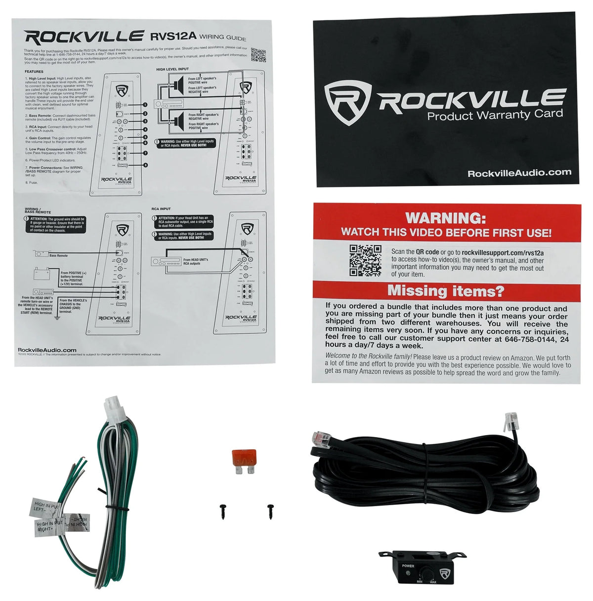 Rockville RVS12A 12" 1400w Slim Vented Powered Car Subwoofer Enclosure + Amp Kit