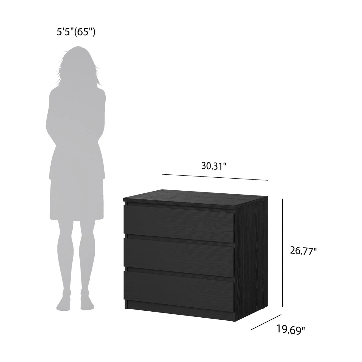 Tvilum Scottsdale 3 Drawer Chest Dresser for Adults, White High Gloss