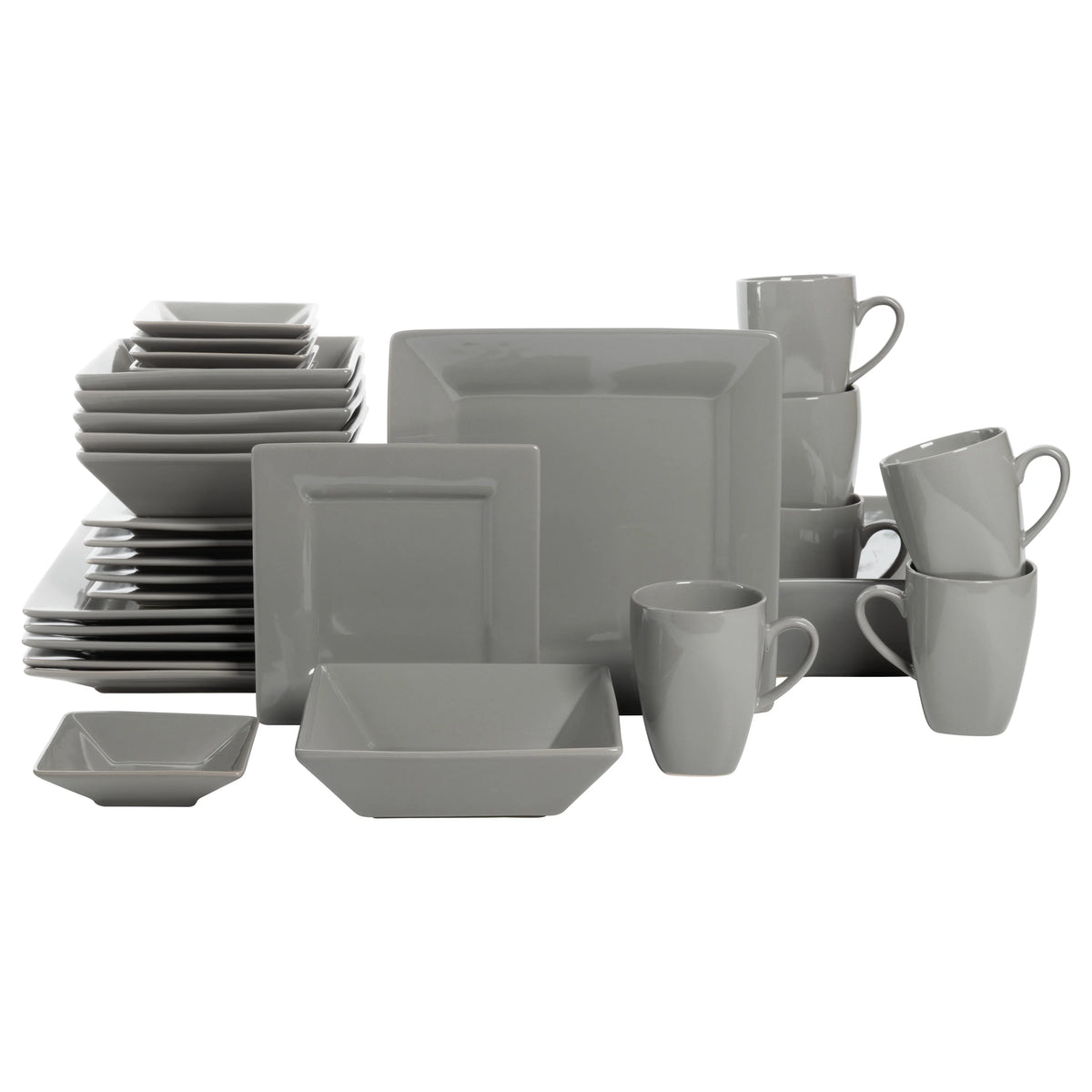 10 Strawberry Street Nova Square 40 Piece Stoneware Dinnerware Set, Gray