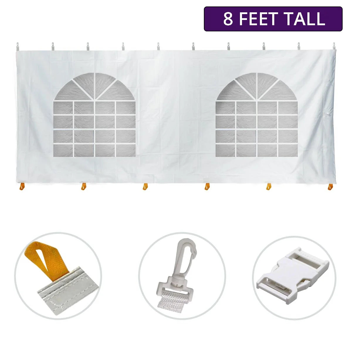 TentandTable Standard Sidewall Kit for 8 ft Sides, White, 10 ft x 20 ft