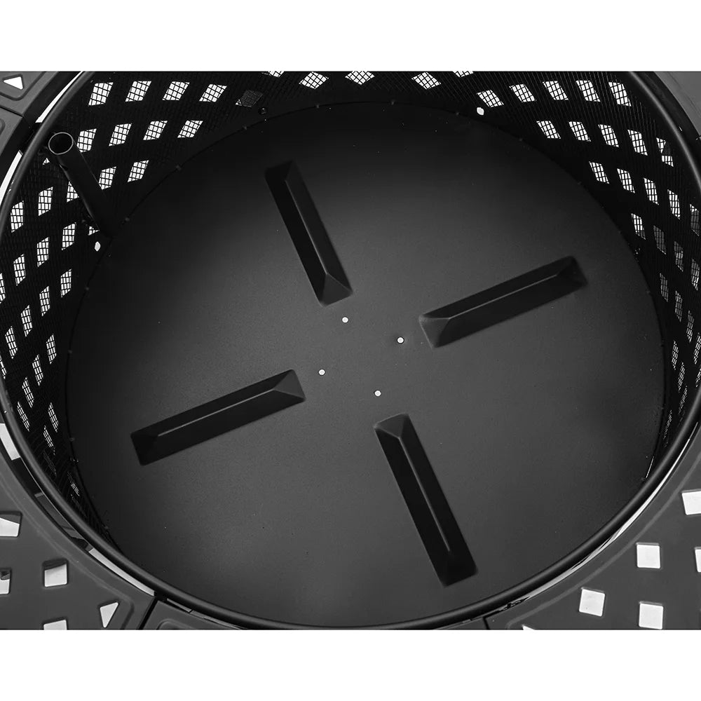 Outvue 36 inch Metal Fire Pit with 2 Grill and Lid for Outside, Garden