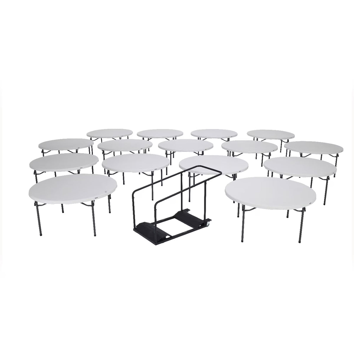 Lifetime (15) 60 in. White Round Tables and Cart Combo - 80441