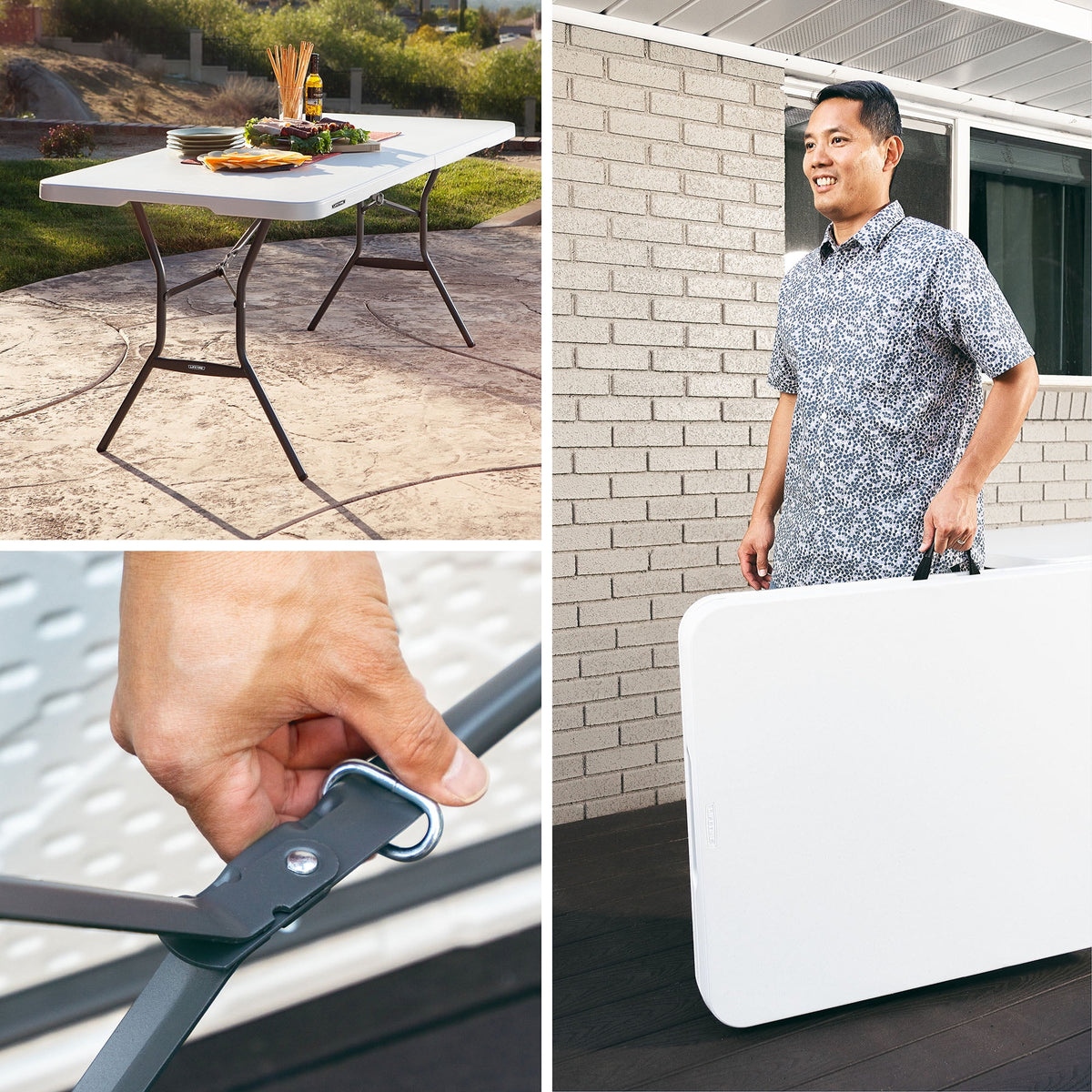 Lifetime 6' Commercial Grade High-Quality Fold-in-Half Folding Table, White (25011)