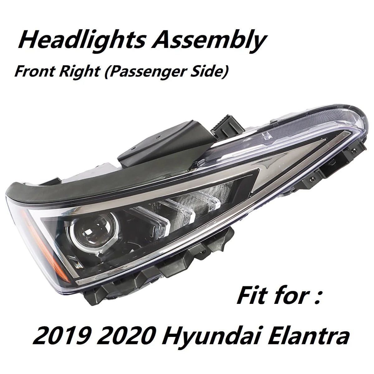 Labwork Headlights Assembly Black Halogen Headlamp Housing Fit for 2019 2020 Hyundai Elantra, Front Right (Passenger Side)