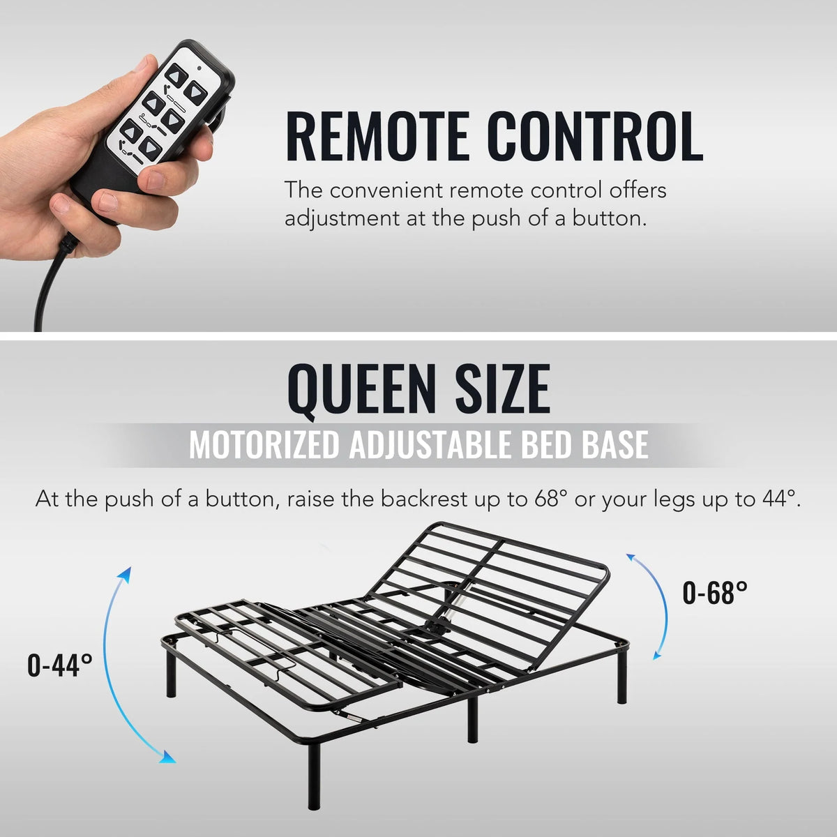 Electric Queen Size Platform Bed Frame Adjustable for Foam Mattress & More