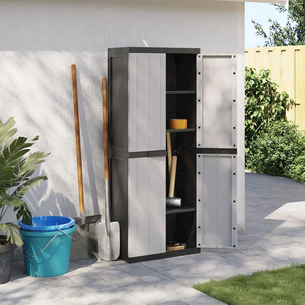 vidaXL Outdoor Storage Cabinet Black 25.6"x14.6"x33.5" PP