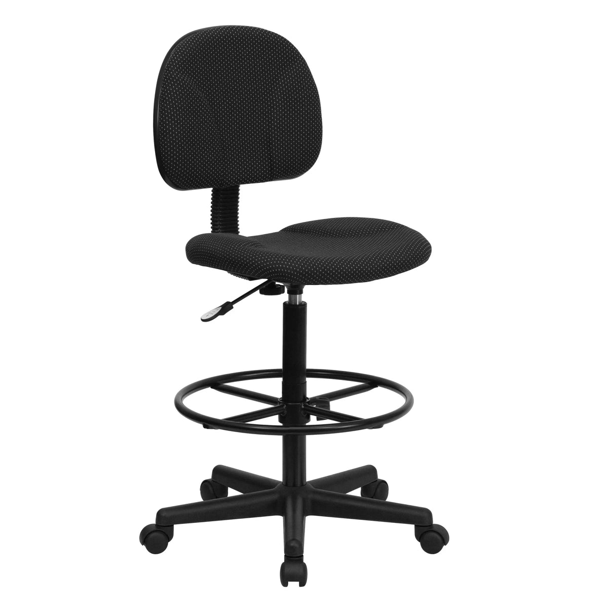 Emma  Oliver Black Fabric Drafting Chair (Cylinders: 22.5"-27"H, 26"-30.5"H)