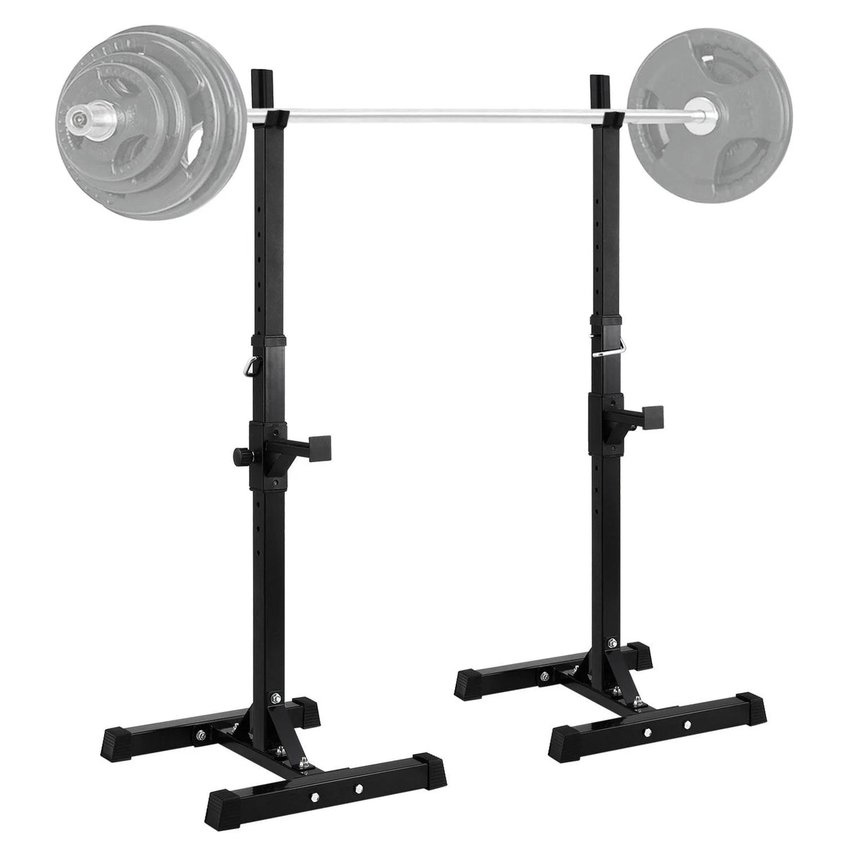 Ktaxon Pair of Standard Solid Barbell Bench Adjustable Steel Squat Rack Stands for Gym Workout Exercise