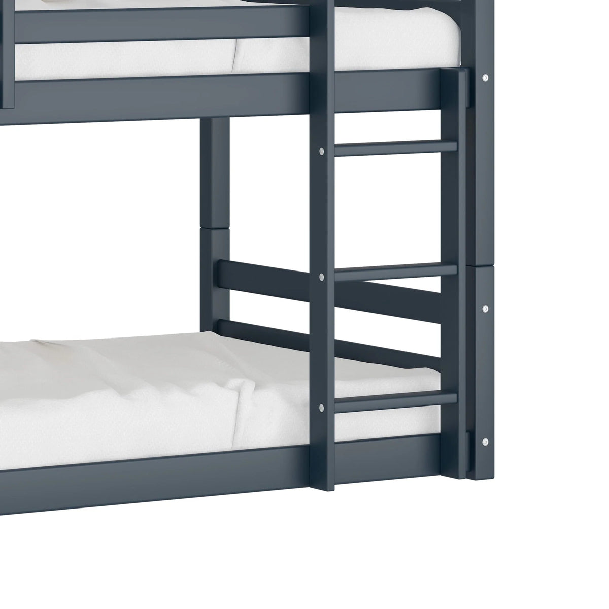 Campbell Wood Twin over Twin Floor Convertible Bunk Bed, Navy