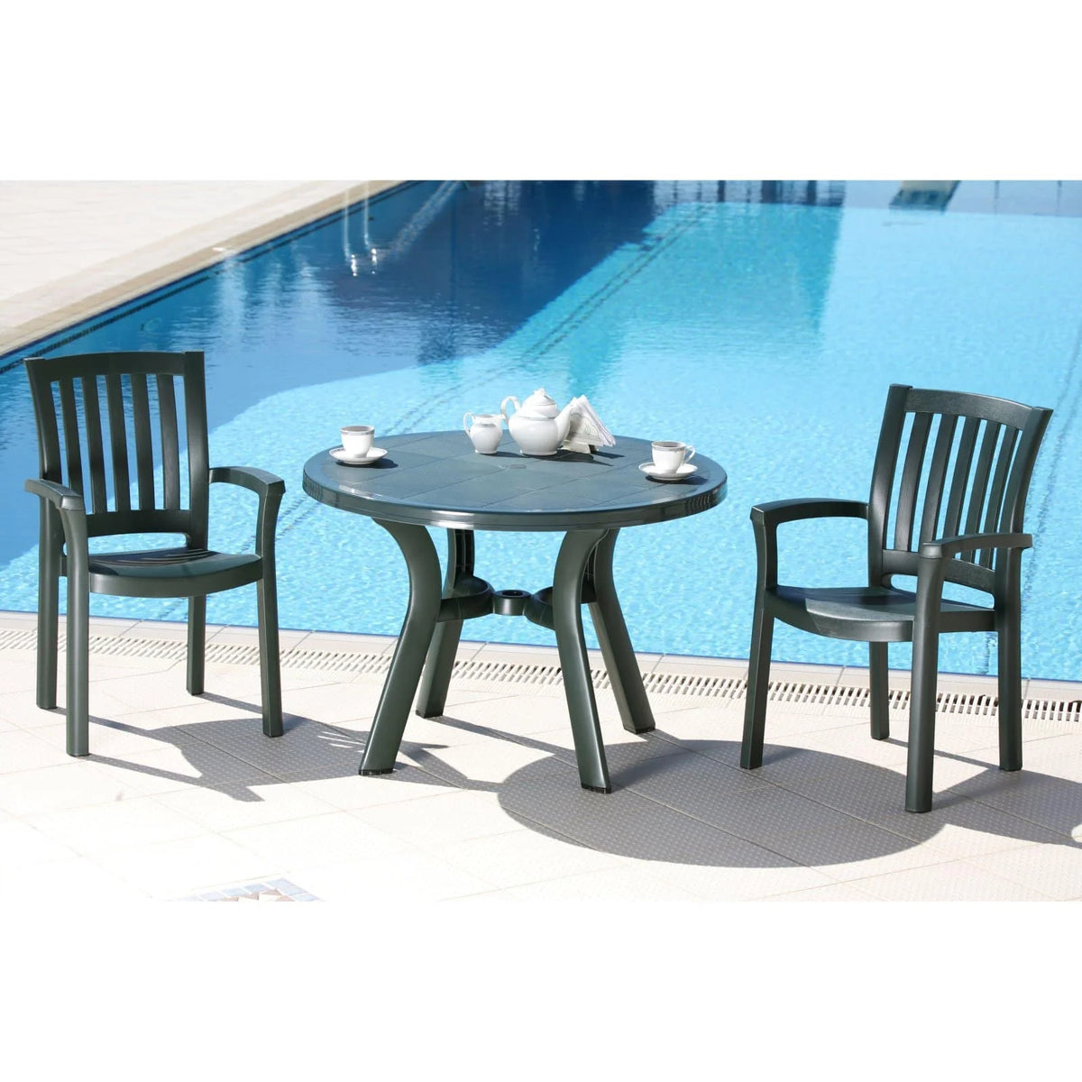 Compamia Truva Transitional Plastic 42" Round Resin Patio Dining Table in White