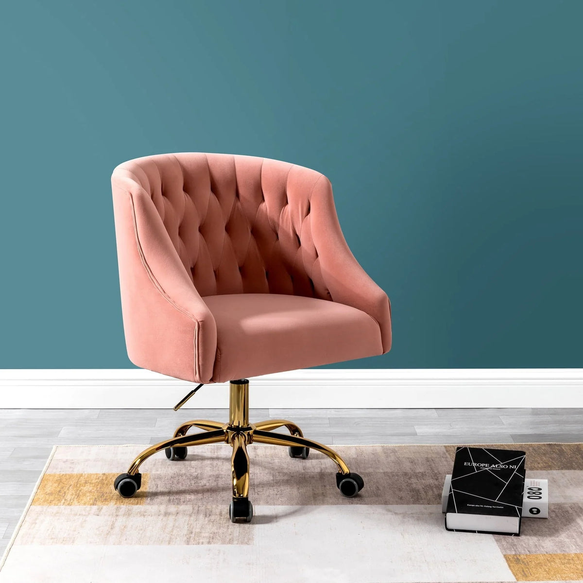 14 Karat Home Lydia 15 in Task Chairs with Swivel, 250 lbs, Pink