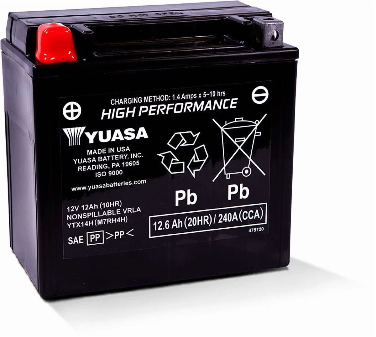 Yuasa Ytx14h Factory Activated Maintenance Free 12 Volt Bat