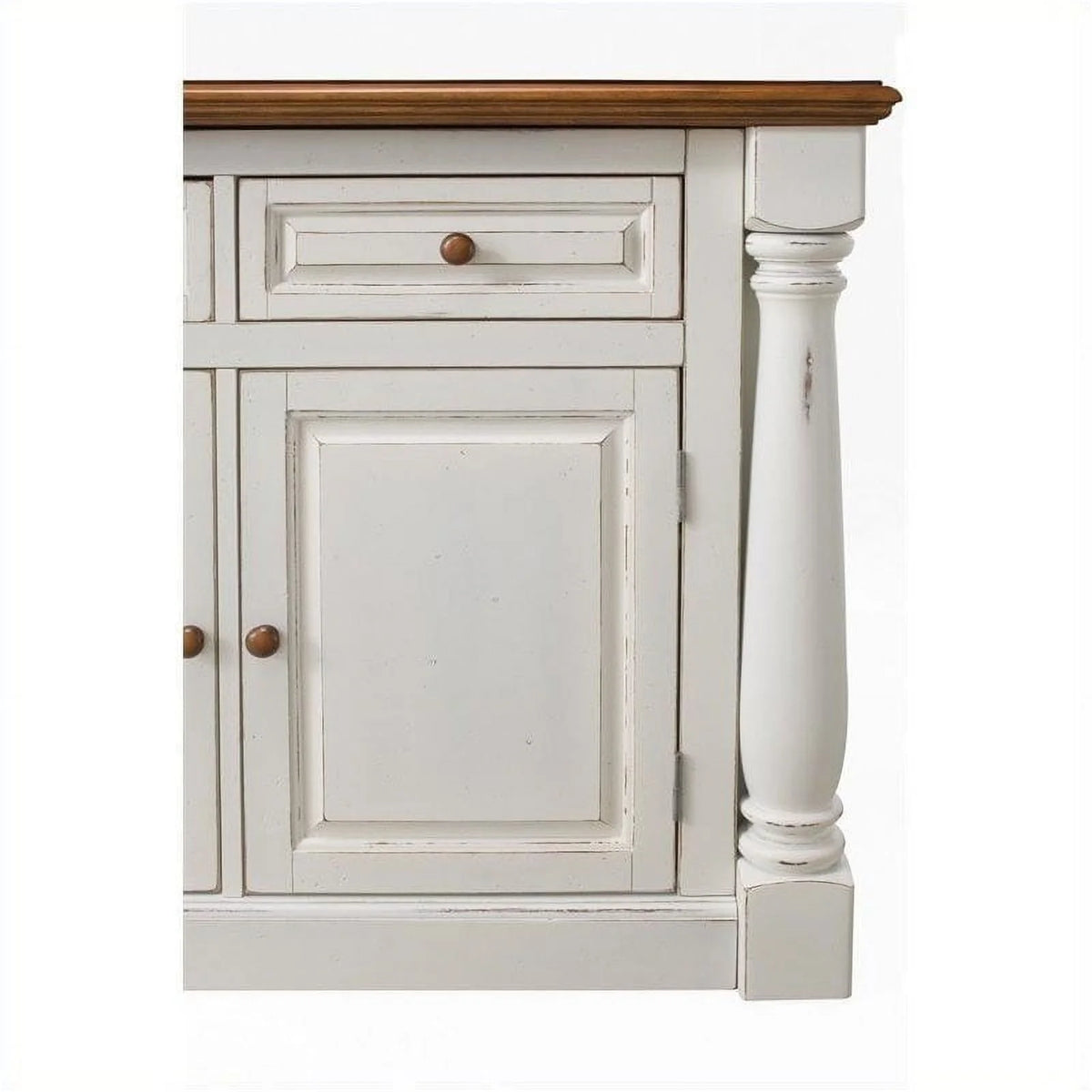 Bowery Hill Antiqued Kitchen Island in Antiqued White