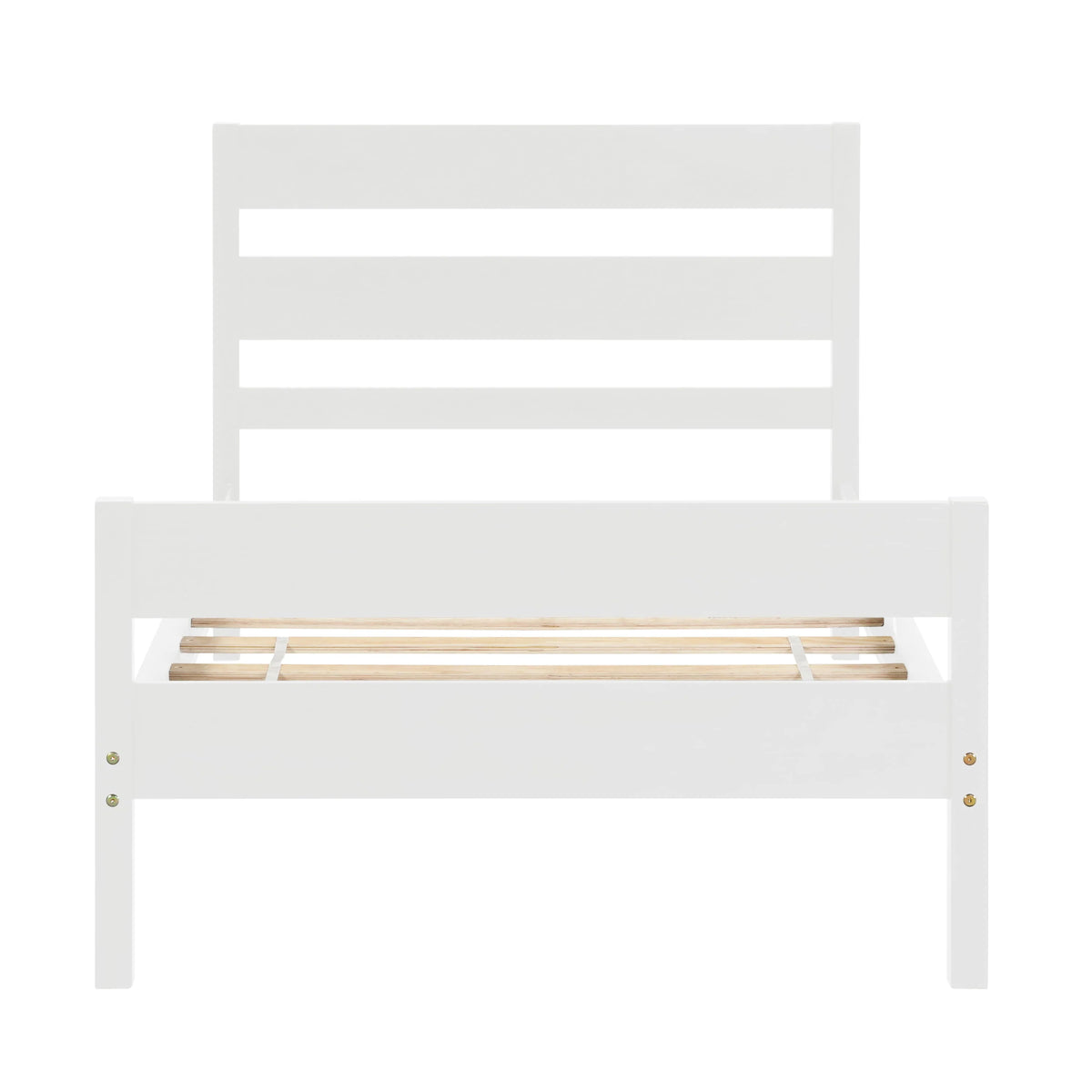 BTMWAY Wood Twin Bed Frame for Kids Adults, Solid Wood Platform Bed Frame with Headboard and Footboard, Modern Twin Size Bed Frame with Wooden Slats Support, No Box Spring Needed, White